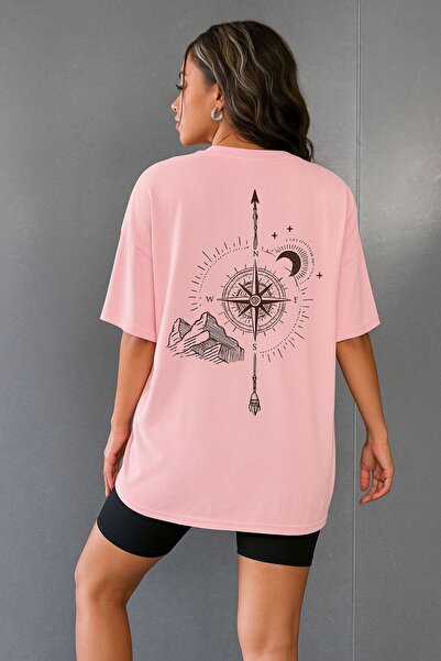 BENROMA Pusula Baskılı Oversize Unisex Tişört