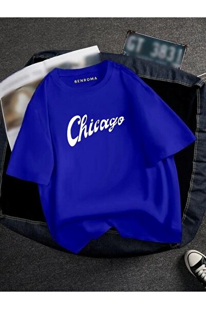 E-ROMA Υπερμεγέθη Chicago Printed Unisex Tisort Printed