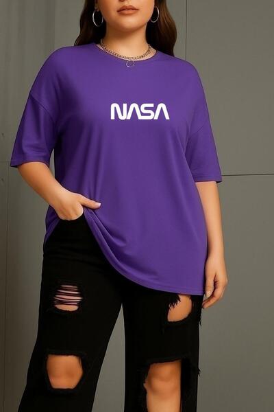 BENROMA تي شيرت مطبوع للجنسين من ناسا مقاس كبير