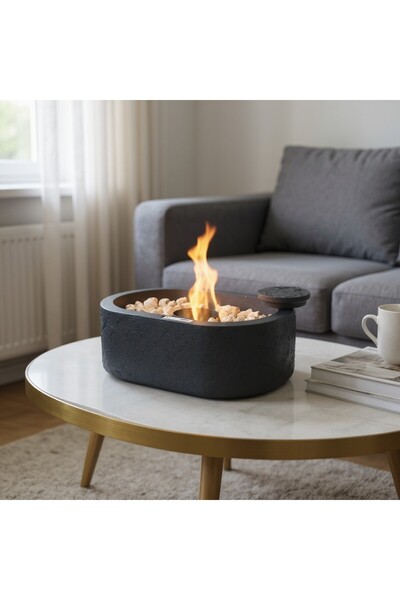 BASSDEKOR Grămadă de foc din beton antracit cu design oval