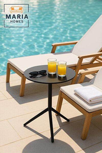 MARIA HOMES Round Black Tripod Café Table with Slim Top