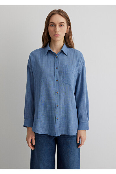 Mavi Oversize Gömlek Oversize / Geniş Kesim 1210404-83767