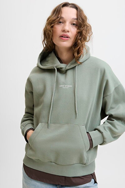 Jack & Jones Kadin Minimal Logo Baskili Kapüsonlu Sweatshirt - Studio