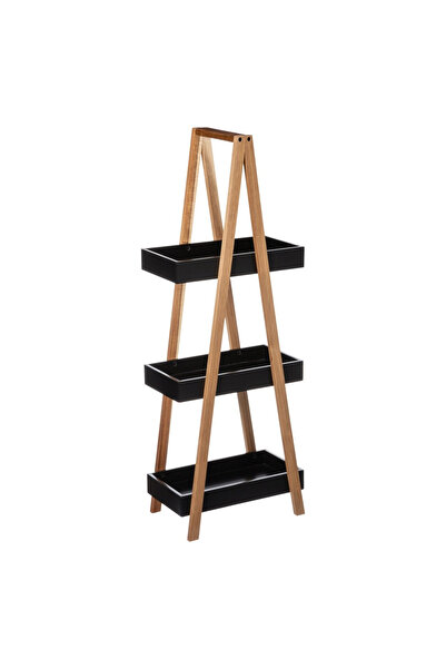 OEM Etajera cu 3 rafturi 5Five Natureo, MDF si bambus, 30x18x82 cm, negru