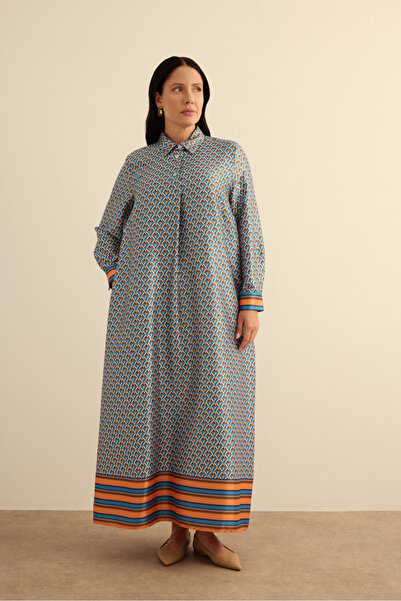 Aker Geometrik Pano Desenli Elbise