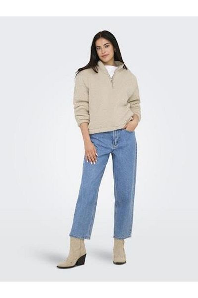 ONLY 15311631-Onlnew Dallas Highneck Zip Gray Pum Women Sports Sweatshirt
