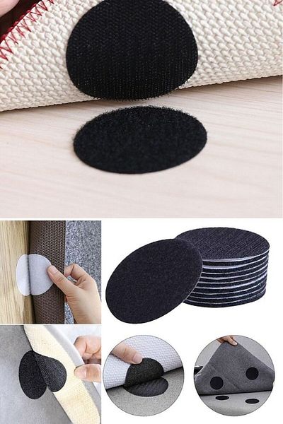 Shopura Carpet Rug Seat Cover Stabilizer Anti-Slip Velcro Washable Self-Adhesive 10 Pieces