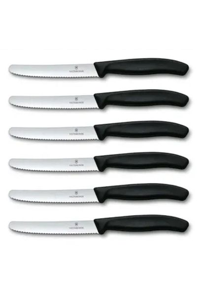 Victorinox Set of 6 serrated knives 11cm Swiss Classic black 6.7833.6
