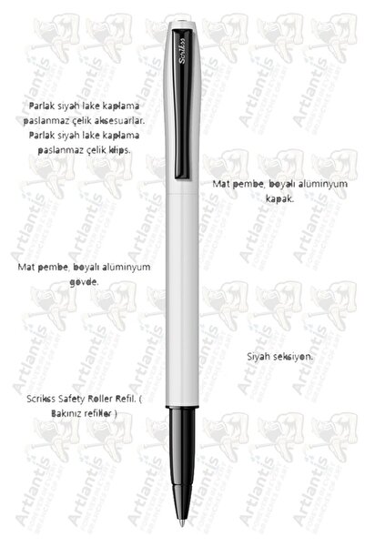 Scrikss Karnaval Roller Mavi Pilot Kalem Beyaz Renkli Kristal Hediye Kutulu 1 Adet Hediye Kutulu Roller Pilo