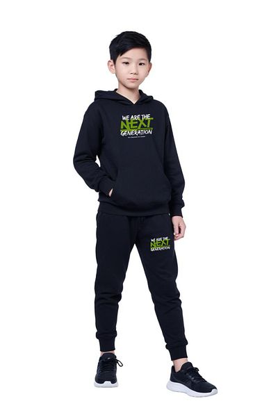 FYK COLLECTİON Kangaroo Pocket Hooded Next Printed Boy's Tracksuit Set