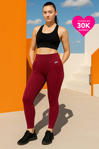 Clovia جوارب رياضية عالية الخصر باللون العنابي