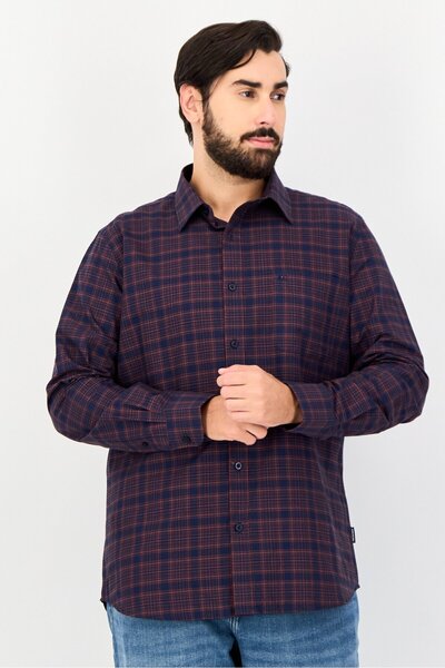 Kenneth Cole قميص رجالي كاجوال بأكمام طويلة ومربعات بقصّة Slim Fit، متعدد الأ...