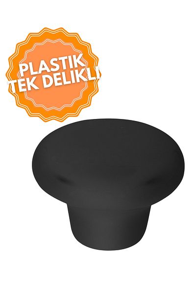 KOÇSAN Plastic Flat Mushroom Black Handle, Luxury Country Kitchen Furniture Cabinet Drawer Handle