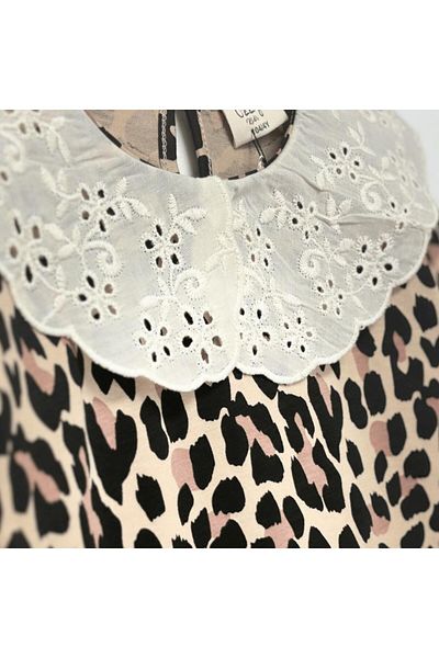OZZY KİDS Girl's Collared, Leopard Patterned Dress