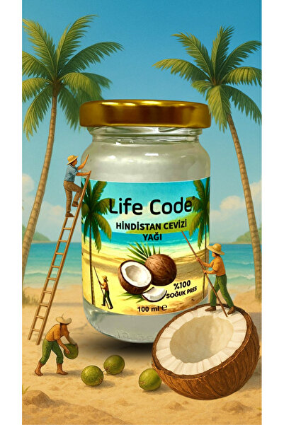 LİFE CODE %100 Doğal Soğuk Sıkım Hindistan Cevizi Yağı Coconut Oil 100 ml