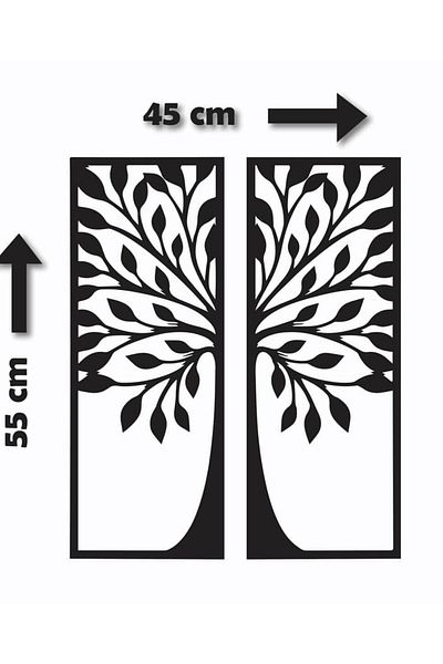 Dekormarket 2-Piece Tree Wall Decor – Black Acrylic 45x55 cm