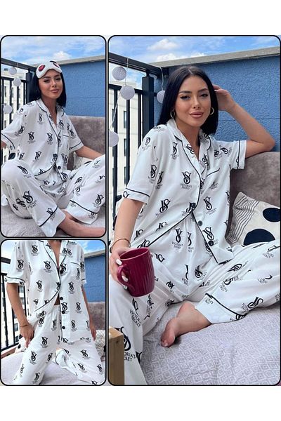 FENZO Women's Long Sleeve Pajama Set Cotton Button Patterned