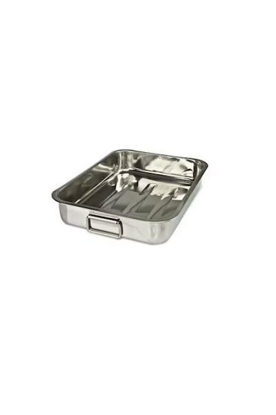 FOXMAG24 Baking tray, made of stainless steel, rectangular, dimensions 35 x 26 x 5 cm, silver