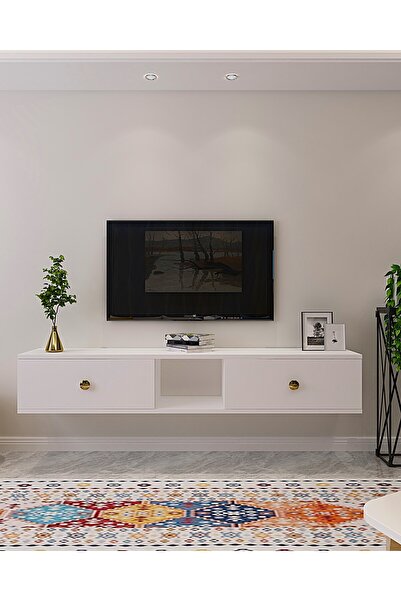 CENEYRA TDA1501BG - ZUZU DUVARA MONTAJ TV STAND BEYAZ-GOLD 150CM