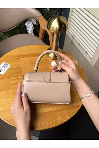 bahwar Cream Hanger Bag with Fake Leather Clips