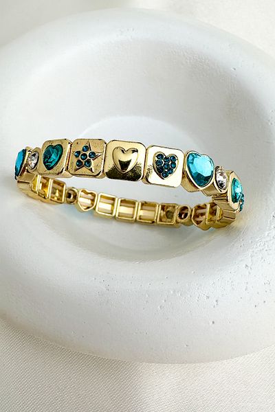 Modex Gold Color Heart Star Stone Detail Special Series Rubber Bracelet