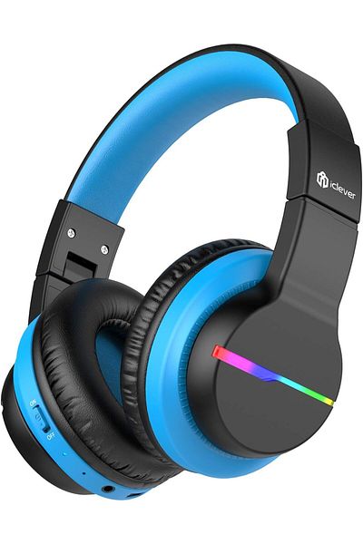 iClever Bluetooth Kids Headphones, BTH12 Colorful LED Lights Kids Wireless Headphones Over Ear with