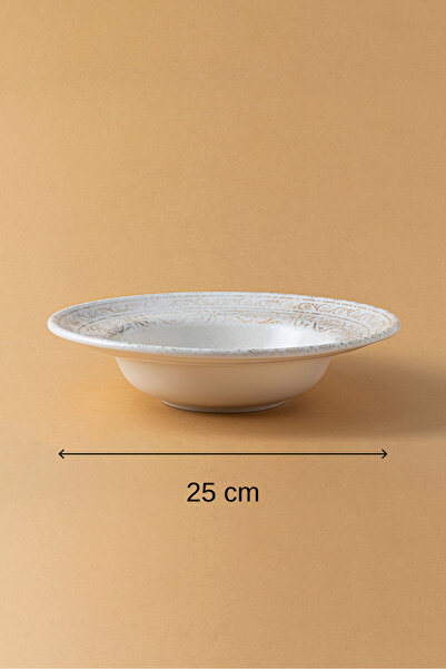 RUBİ PORSELEN Antico Zest Porcelain Self Patterned Pit Pasta Plate – Set of 2