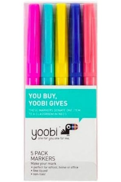 Yoobi Markers Fine Tipped 5 Pk