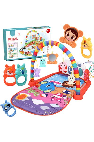 VisionHub Baby Activity Mat, with Interactive Toys, 4 in 1 with Music and Lights, Musical Toy, Red, 0 Months +