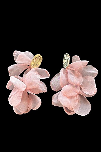 TAKIŞTIR Gold Color Tulle Detailed Earrings Earrings (Pair)