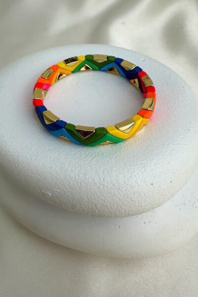 Modex Özel Seri Porselen Kaplama Gold V Detay Lastik Bileklik