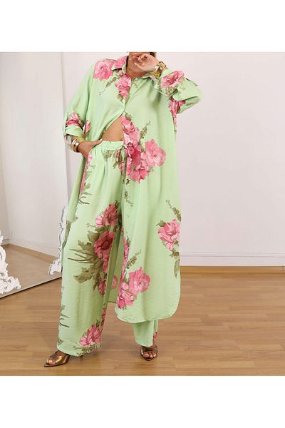 BRGCLOTHING Design Loose Plus Size Shirt Pants Double Suit Suitable for Hijab