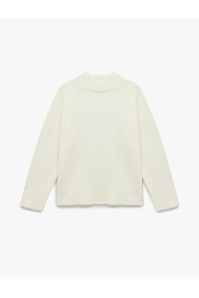 Koton Long Sleeve Basic Knitwear Sweater with Stand Collar Stitching Detail