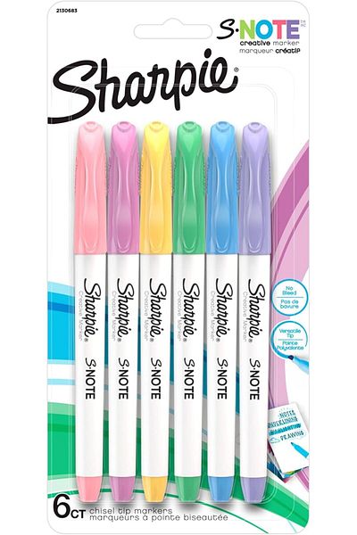 Sharpie S-Note Chisel Tip Creative Markers 6-Piece Set