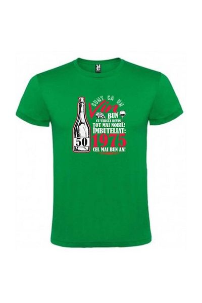 CRD PRINT Unisex personalized T-shirt 'Like a good wine 50 years', Green, size M, CRD PRINT