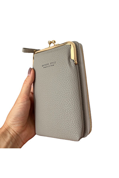 Saharina Geantă de umăr pentru smartphone, carduri și bani, elegantă și practică, gri