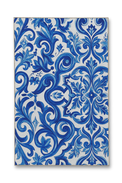 Rugs Modern Halı سجادة ديكور حديثة من MOSSO ذات نمط متجهي أزرق اللون وقاعدة م...