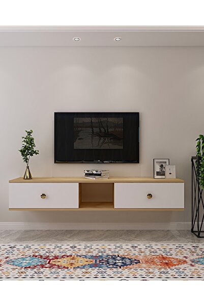 CENEYRA TDA1501DBG - ZUZU DUVARA MONTAJ TV STAND SAFİRMEŞE-BEYAZ-GOLD 150CM