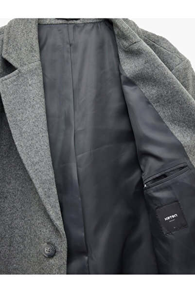 Koton Pocket Detailed Long Sleeve Buttoned Slim Fit Double Breasted Collar Cashmere Coat