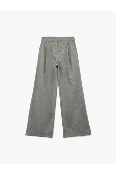 Koton Pleated Wide Leg Fabric Trousers with Pockets