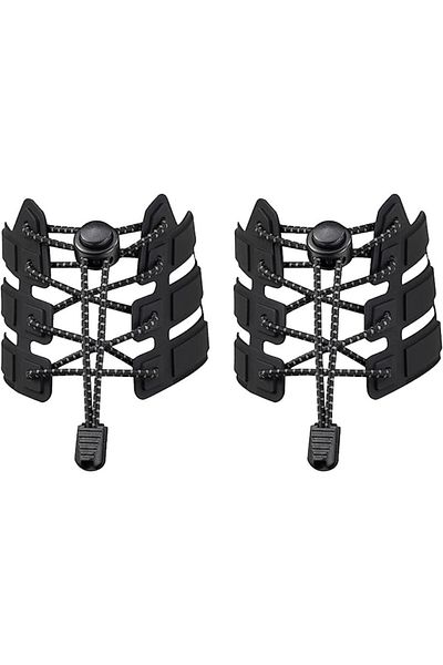 Endurance Sports Elastic Shoelaces with NO TOUCH System with Locker Endurance Sports, Reflective, Black