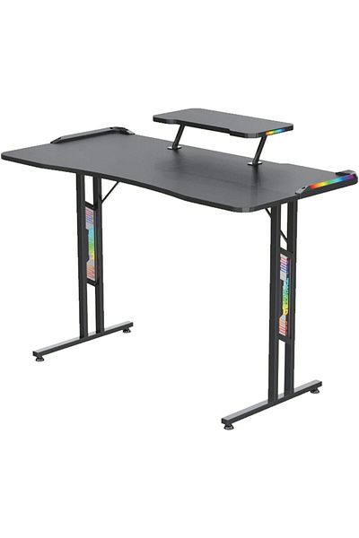 Twisted Minds T-shaped Double-Surface RGB Gaming Desk with Adjustable Monitor Shelf