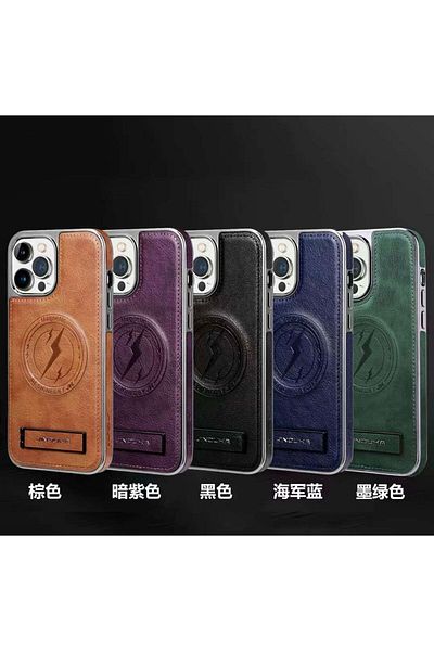 GENERAL iPhone 15 ProMax Case - Premium Leather Case With Kick Stand, MagSafe Compatible, Full Protection