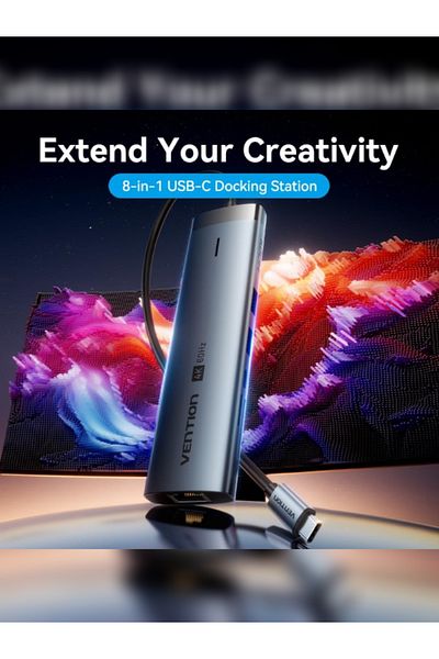 Vention 8-in-1 USB-C Docking Station 0.15M 4K@60Hz HDMI,USB 3.2 for MacBook/iPad Pro,iPhone/Dell