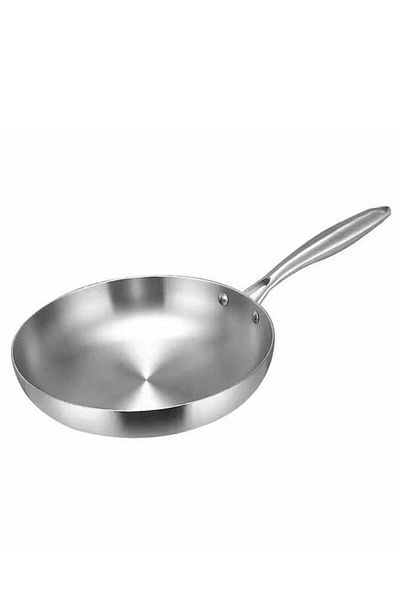 ELEGANT HOME Stainless Steel Frying Pan with Long Handle 24cm