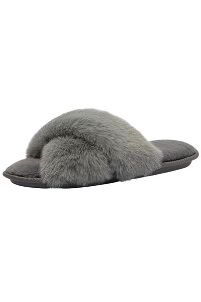 MISHANSHA slippers, faux fur/memory foam, grey, size 36/37