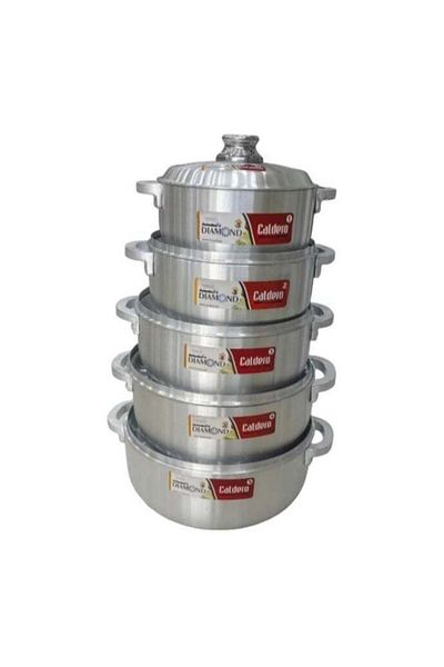 Generic Pakistani Diamond Wide Aluminum Cookware Set 5 Pieces