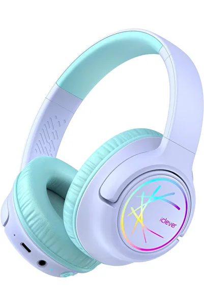 iClever Kids Wireless Headphones with LED Lights, BTH18 Safe Volume 74/85/94dBA, 43H Playtime, Stere