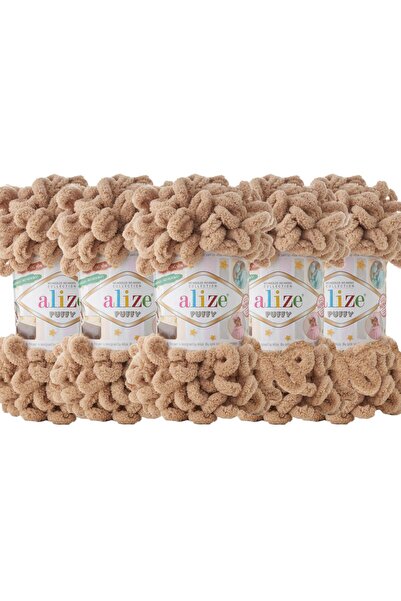 Alize Puffy 5-pack Πλεκτό νήμα χειροποίητης πλέξης - Χωρίς σφιγκτήρα - 100g x 5 τεμάχια - Αρ. χρώματος: 262 - Μπεζ