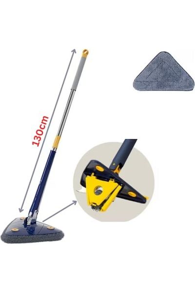 FOXMAG24 Triangle floor mop, 360 degree rotating, adjustable length, easy to clean, with microfiber cloth